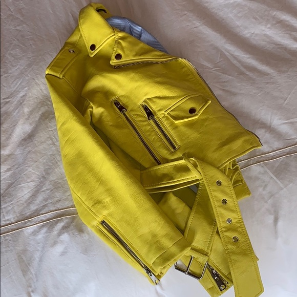Bright Yellow Motor Bike Jacket - Picture 1 of 2